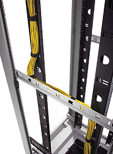 Vertical mounting-rails double as cable management